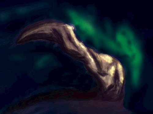 a glowing horn from a strange mask